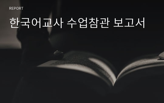 한국어교사 수업참관 보고서