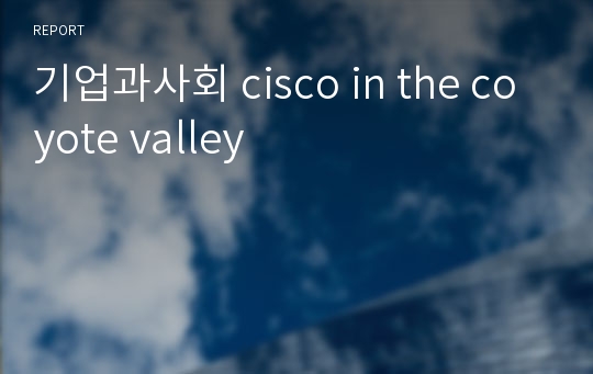 기업과사회 cisco in the coyote valley