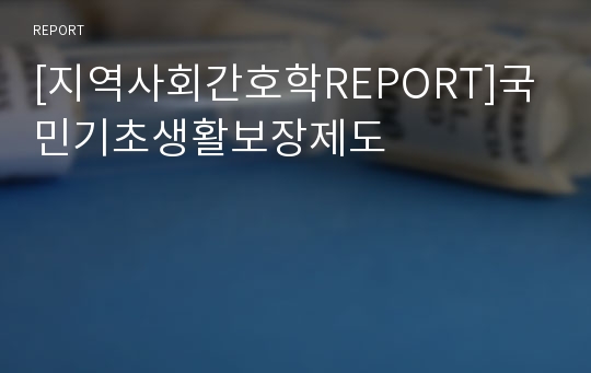 [지역사회간호학REPORT]국민기초생활보장제도