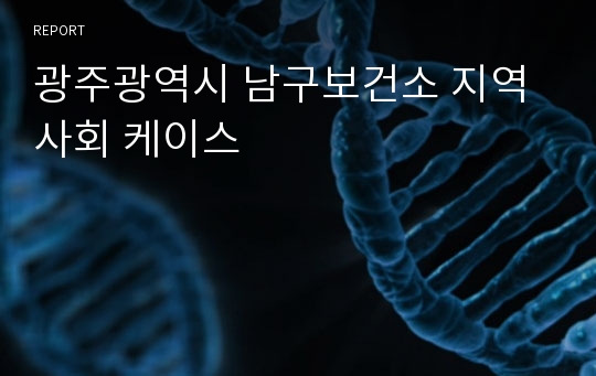 광주광역시 남구보건소 지역사회 케이스