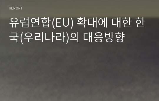 유럽연합(EU) 확대에 대한 한국(우리나라)의 대응방향