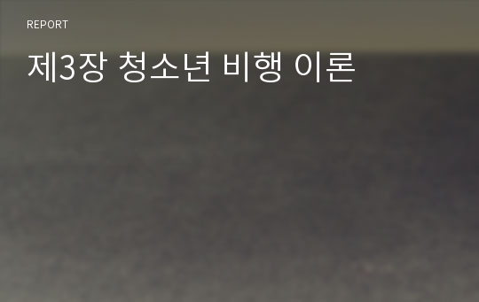 제3장 청소년 비행 이론