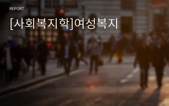 [사회복지학]여성복지