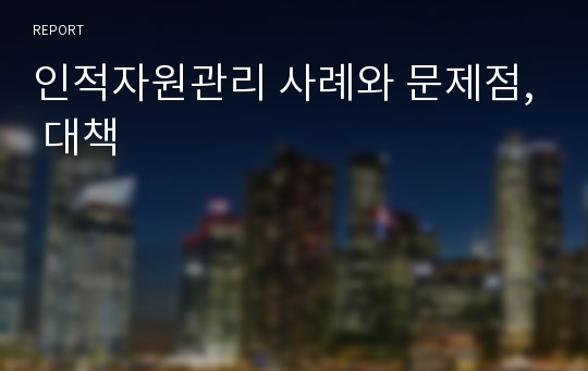 인적자원관리 사례와 문제점, 대책