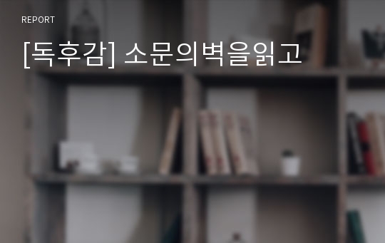 [독후감] 소문의벽을읽고