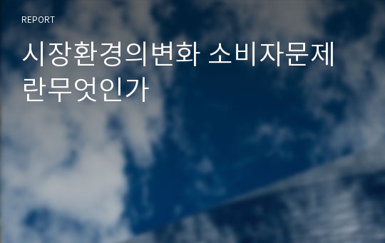 시장환경의변화 소비자문제란무엇인가