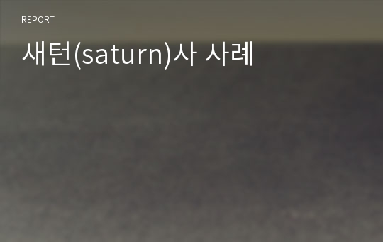 새턴(saturn)사 사례