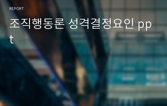 조직행동론 성격결정요인 ppt