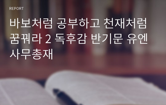 바보처럼 공부하고 천재처럼 꿈꿔라 2 독후감 반기문 유엔사무총재