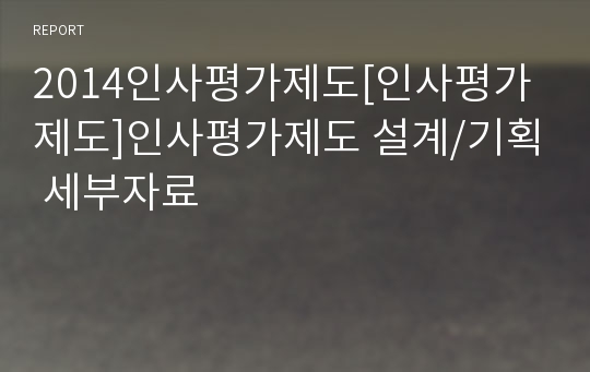 2014인사평가제도[인사평가제도]인사평가제도 설계/기획 세부자료