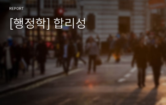 [행정학] 합리성