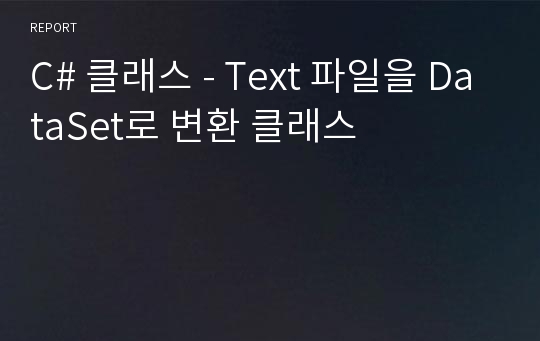 C# 클래스 - Text 파일을 DataSet로 변환 클래스