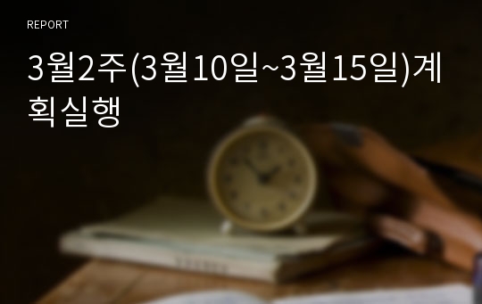 3월2주(3월10일~3월15일)계획실행