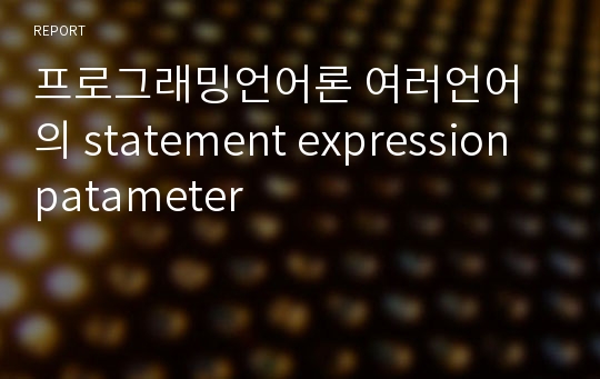 프로그래밍언어론 여러언어의 statement expression patameter