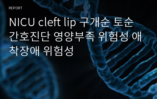 NICU cleft lip 구개순 토순 간호진단 영양부족 위험성 애착장애 위험성