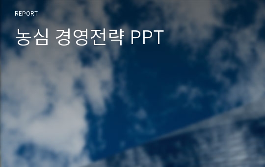 농심 경영전략 PPT