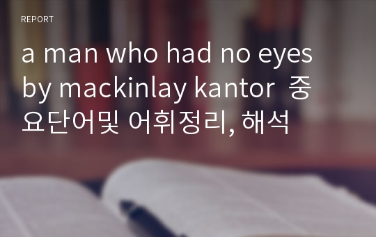 a man who had no eyes by mackinlay kantor  중요단어및 어휘정리, 해석