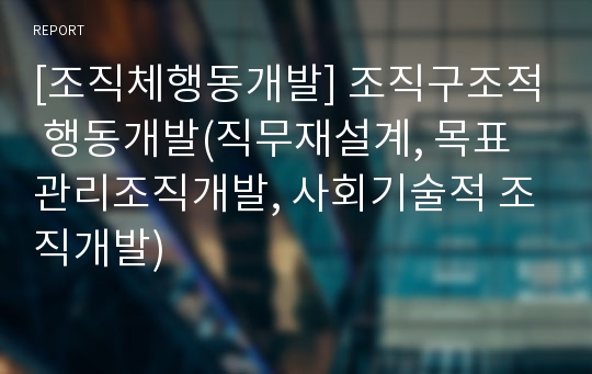 [조직체행동개발] 조직구조적 행동개발(직무재설계, 목표관리조직개발, 사회기술적 조직개발)