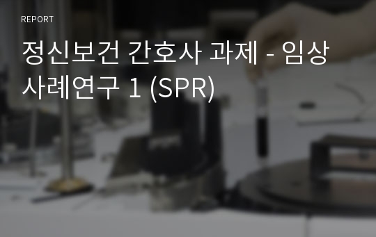 정신보건 간호사 과제 - 임상사례연구 1 (SPR)