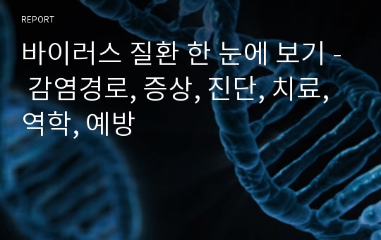 바이러스 질환 한 눈에 보기 - 감염경로, 증상, 진단, 치료, 역학, 예방