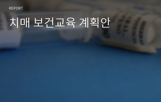 치매 보건교육 계획안