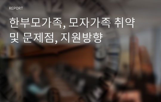 한부모가족, 모자가족 취약 및 문제점, 지원방향