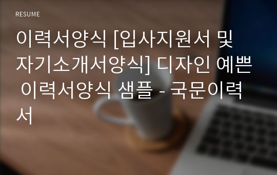 이력서양식 [입사지원서 및 자기소개서양식] 디자인 예쁜 이력서양식 샘플 - 국문이력서