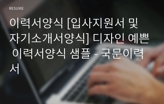 이력서양식 [입사지원서 및 자기소개서양식] 디자인 예쁜 이력서양식 샘플 - 국문이력서