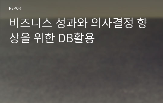 비즈니스 성과와 의사결정 향상을 위한 DB활용