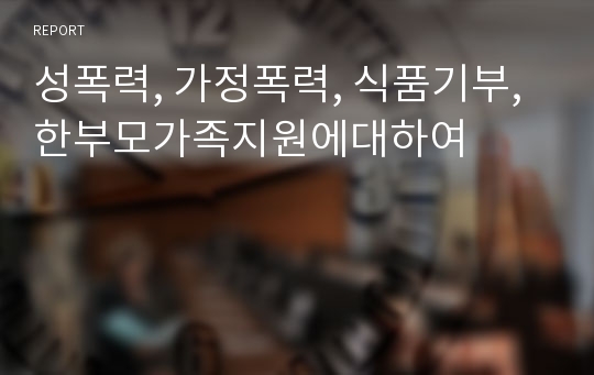 성폭력, 가정폭력, 식품기부, 한부모가족지원에대하여