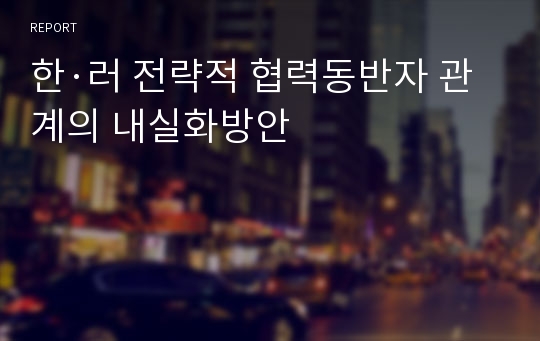 한·러 전략적 협력동반자 관계의 내실화방안