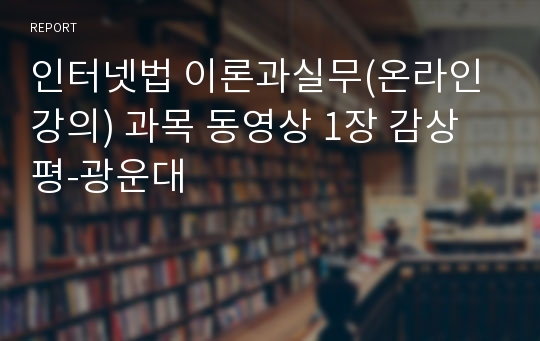 인터넷법 이론과실무(온라인강의) 과목 동영상 1장 감상평-광운대