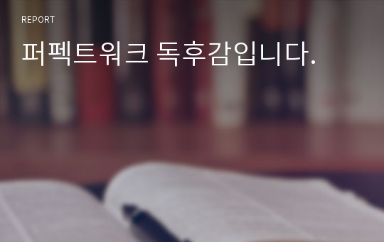 퍼펙트워크 독후감입니다.