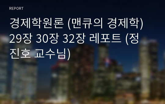 경제학원론 (맨큐의 경제학) 29장 30장 32장 레포트 (정진호 교수님)