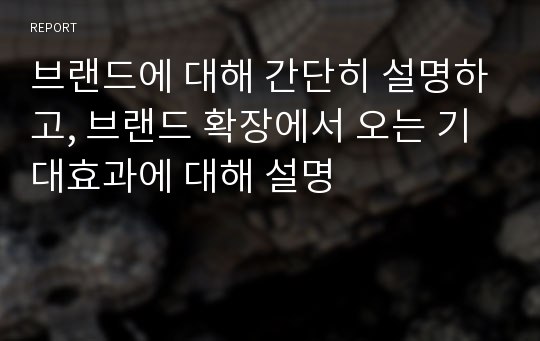 브랜드에 대해 간단히 설명하고, 브랜드 확장에서 오는 기대효과에 대해 설명