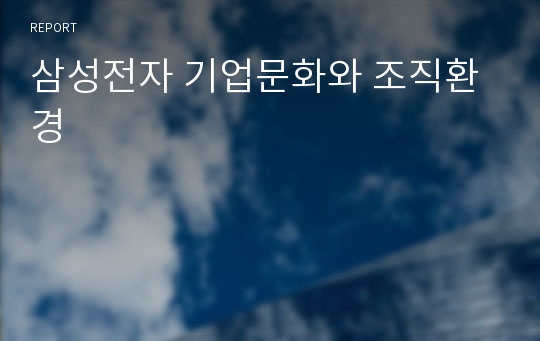 삼성전자 기업문화와 조직환경