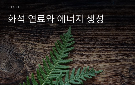 화석 연료와 에너지 생성