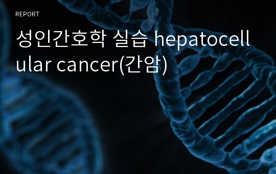 성인간호학 실습 hepatocellular cancer(간암)