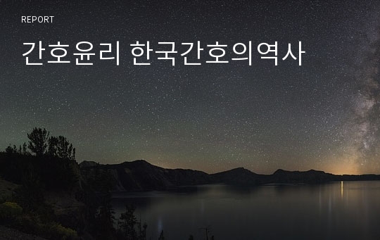 간호윤리 한국간호의역사