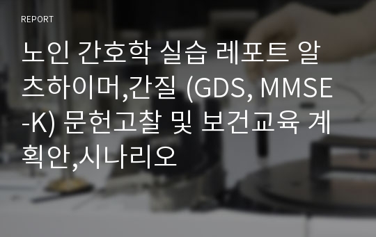 노인 간호학 실습 레포트 알츠하이머,간질 (GDS, MMSE-K) 문헌고찰 및 보건교육 계획안,시나리오