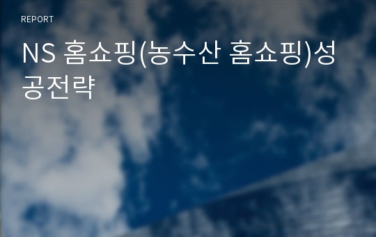 NS 홈쇼핑(농수산 홈쇼핑)성공전략