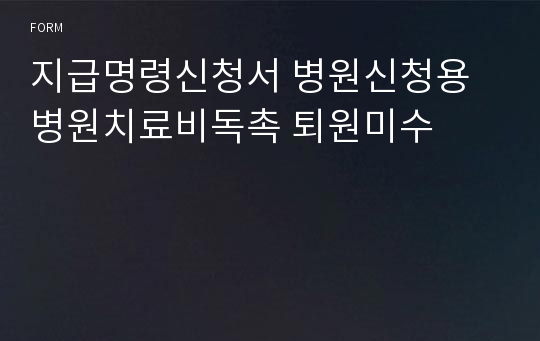 지급명령신청서 병원신청용 병원치료비독촉 퇴원미수