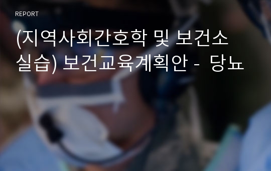 (지역사회간호학 및 보건소 실습) 보건교육계획안 -  당뇨