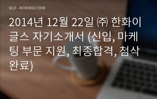 2014년 12월 22일 ㈜ 한화이글스 자기소개서 (신입, 마케팅 부문 지원, 최종합격, 첨삭완료)