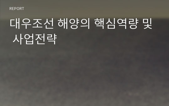 대우조선 해양의 핵심역량 및 사업전략