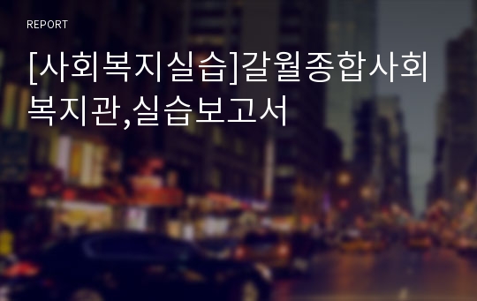 [사회복지실습]갈월종합사회복지관,실습보고서