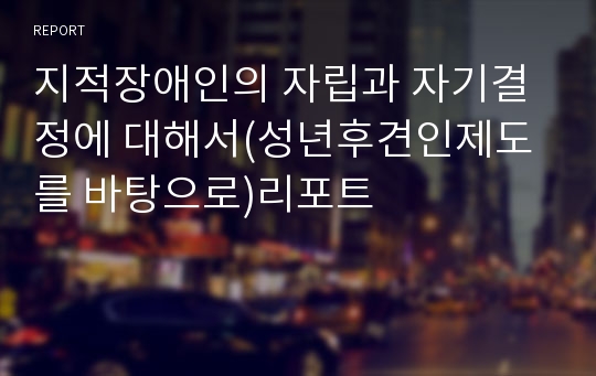 지적장애인의 자립과 자기결정에 대해서(성년후견인제도를 바탕으로)리포트