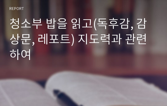 청소부 밥을 읽고(독후감, 감상문, 레포트) 지도력과 관련하여