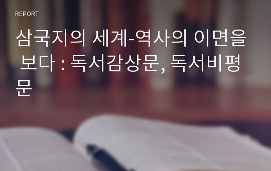 삼국지의 세계-역사의 이면을 보다 : 독서감상문, 독서비평문