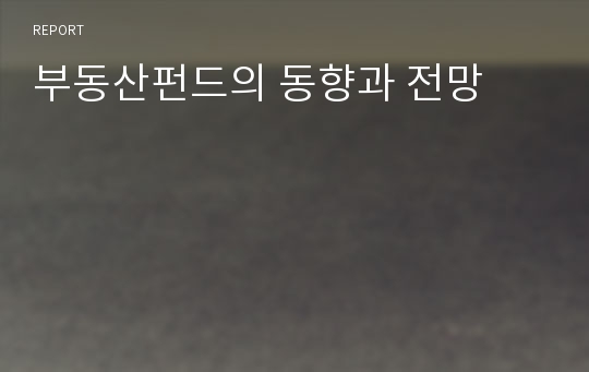 부동산펀드의 동향과 전망